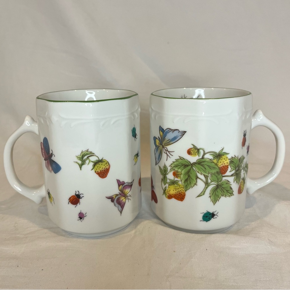 VTG 1986 ARNART STRAWBERRY FESTIVAL COFFEE TEA MUG CUP LADYBUGS BUTTERFLIES EUC